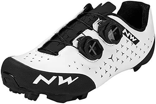 Northwave Rebel 2 MTB - Zapatillas para bicicleta de montaña (45), color blanco y negro