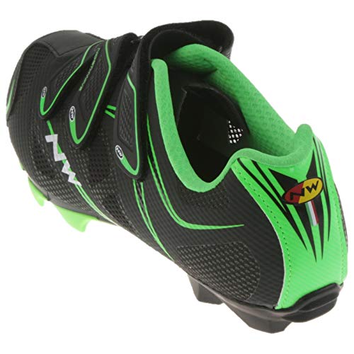 Northwave Scorpius 3S Fahrrad MTB Schuhe Klettverschluss Schuhplatte Cleats Rad Sport, 80142007, Farbe Schwarz Grün, Größe 42