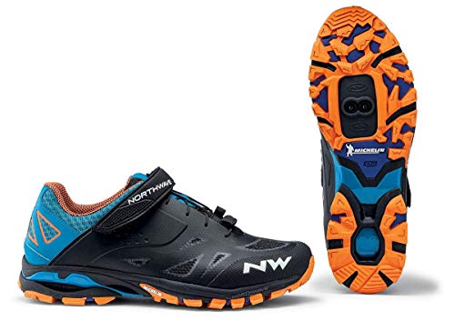 Northwave Spider 2 2020 - Zapatillas para Bicicleta de montaña, Color Negro, Azul y Naranja, Hombre, 48