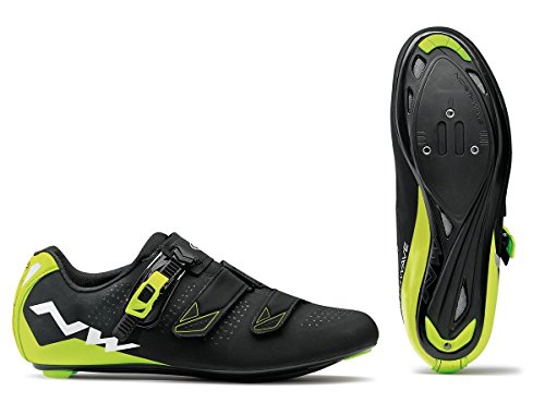 NORTHWAVE Zapatos de Ciclismo NW Phantom 2 SRS, Zapatillas Unisex Adulto, Black/Yelllow, 39 EU