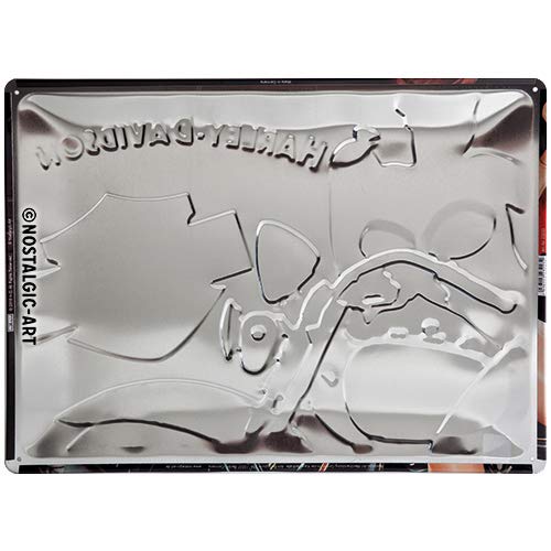 Nostalgic Art H D Biker Babe Red - Placa decorativa, metal, 30 x 40 cm, color negro y rojo