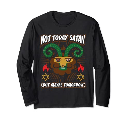 Not Today Satan But Maybe Tomorrow Satanic Devil Baphomet Manga Larga