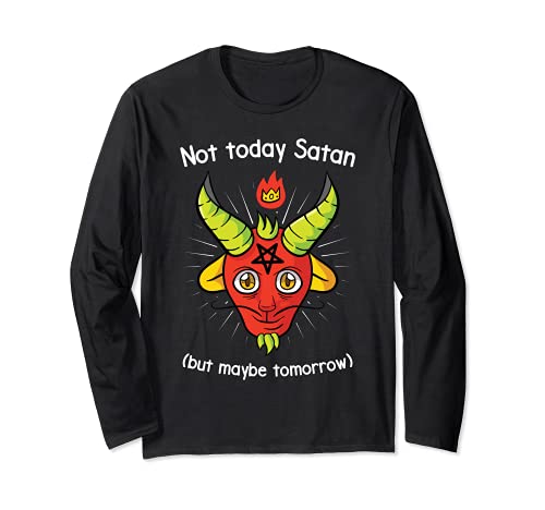 Not Today Satan But Maybe Tomorrow Satanic Devil Baphomet Manga Larga