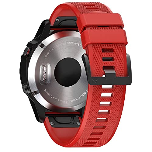 NotoCity Compatible con Correa Garmin Fenix 5/Fenix 5 Plus/Fenix 6/Fenix 6 Pro/Forerunner 935/Forerunner 945, Easy Fit 22 mm Pulsera Fitness de Silicona, Rojo