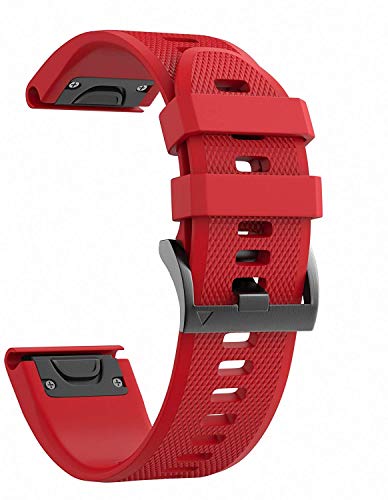 NotoCity Compatible con Correa Garmin Fenix 5/Fenix 5 Plus/Fenix 6/Fenix 6 Pro/Forerunner 935/Forerunner 945, Easy Fit 22 mm Pulsera Fitness de Silicona, Rojo