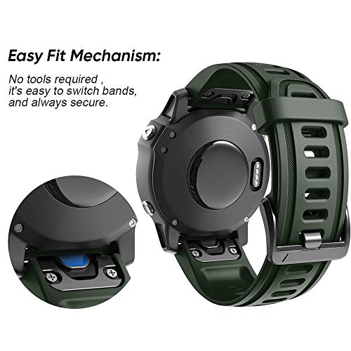 NotoCity Correa Compatible con Fenix 6s Easy Fit 20 mm Pulsera de Silicona para Fenix 6s/Fenix 6s Pro/Fenix 5s/Fenix 5s Plus (Verde Militar)