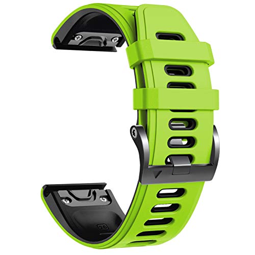 NotoCity Correa Compatible con Fenix 6X Easy Fit 26 mm Pulsera de Silicona para Fenix 6X/Fenix 6X Pro/Fenix 5X/Fenix 5X Plus/Fenix 3/Fenix 3 HR (Negro-Verde)