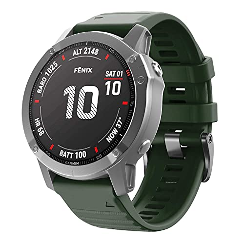 NotoCity Garmin Fenix 6 Correa, 22mm Easy-Fit Silicona Reemplazo Correa para Garmin Fenix 6/Fenix 6 Pro/Fenix 5/Fenix 5 Plus/Forerunner 935/945,no Adapta a Fenix 6X, 6s (Ejercito Verde)