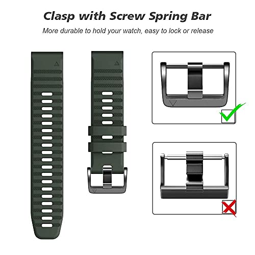 NotoCity Garmin Fenix 6 Correa, 22mm Easy-Fit Silicona Reemplazo Correa para Garmin Fenix 6/Fenix 6 Pro/Fenix 5/Fenix 5 Plus/Forerunner 935/945,no Adapta a Fenix 6X, 6s (Ejercito Verde)