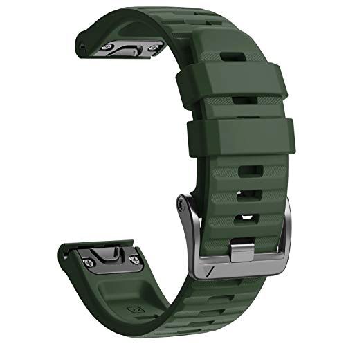 NotoCity Garmin Fenix 6 Correa, 22mm Easy-Fit Silicona Reemplazo Correa para Garmin Fenix 6/Fenix 6 Pro/Fenix 5/Fenix 5 Plus/Forerunner 935/945,no Adapta a Fenix 6X, 6s (Ejercito Verde)