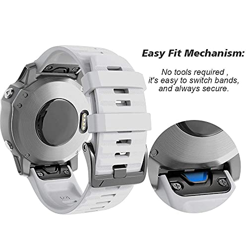 NotoCity Garmin Fenix 6 Correa, 22mm Easy-Fit Silicona Reemplazo Correa para Garmin Fenix 6/Fenix 6 Pro/Fenix 5/Fenix 5 Plus/Forerunner 935/945,no Adapta a Fenix 6X, 6s (Blanco)