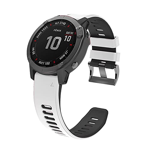 NotoCity Garmin Fenix 6s Correa, Silicona Reemplazo Correa para Garmin Fenix 6s/Fenix 6s Pro/Fenix 5s/Fenix 5s Plus, 20mm Easy-Fit, (Blanco-Negro)