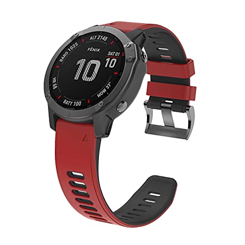 NotoCity Garmin Fenix 6s Correa, Silicona Reemplazo Correa para Garmin Fenix 6s/Fenix 6s Pro/Fenix 5s/Fenix 5s Plus, 20mm Easy-Fit (Rojo-Negro)