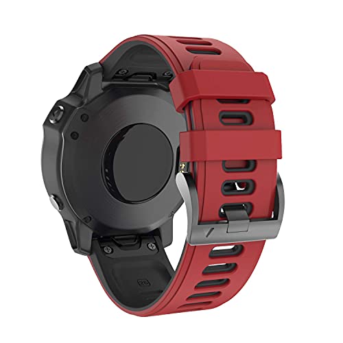 NotoCity Garmin Fenix 6s Correa, Silicona Reemplazo Correa para Garmin Fenix 6s/Fenix 6s Pro/Fenix 5s/Fenix 5s Plus, 20mm Easy-Fit (Rojo-Negro)