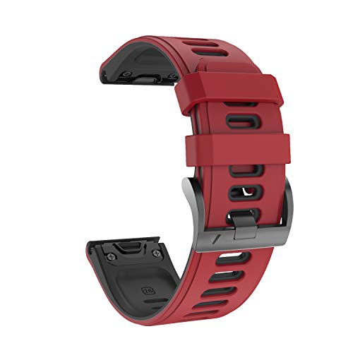 NotoCity Garmin Fenix 6s Correa, Silicona Reemplazo Correa para Garmin Fenix 6s/Fenix 6s Pro/Fenix 5s/Fenix 5s Plus, 20mm Easy-Fit (Rojo-Negro)