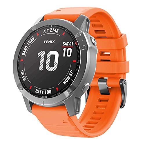 NotoCity Garmin Fenix 6X Correa, Silicona Reemplazo Correa para Garmin Fenix 6X/Fenix 6X Pro/Fenix 3/Fenix 3 HR/Fenix 5X/Fenix 5X Plus, Easy-Fit, no Adapta a Fenix 6,6s (Naranja)