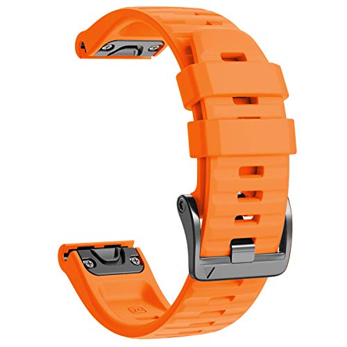 NotoCity Garmin Fenix 6X Correa, Silicona Reemplazo Correa para Garmin Fenix 6X/Fenix 6X Pro/Fenix 3/Fenix 3 HR/Fenix 5X/Fenix 5X Plus, Easy-Fit, no Adapta a Fenix 6,6s (Naranja)