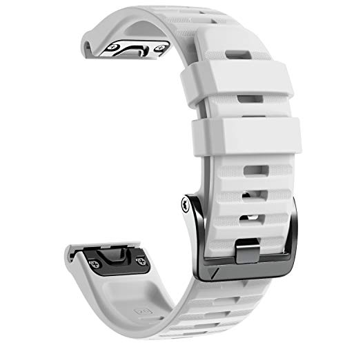 NotoCity Garmin Fenix 6X Correa, Silicona Reemplazo Correa para Garmin Fenix 6X/Fenix 6X Pro/Fenix 3/Fenix 3 HR/Fenix 5X/Fenix 5X Plus, Easy-Fit, no Adapta a Fenix 6,6s (Blanco)