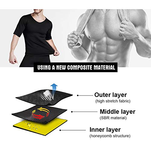 NOVECASA Sauna Camiseta Sudoración Hombre Neopreno Body Shaper Transpirar para Quema Grasa Faja Abdome Adelgaza Gimnasio Fitness (2XL, Camisetas)