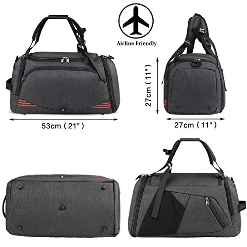 NUBILY Bolsa Deporte Hombre Bolsas Gimnasio Mujer Bolso Fin de Semana Viaje con Compartimento para Zapatos Gym Bag Impermeable Grande 40L Negro