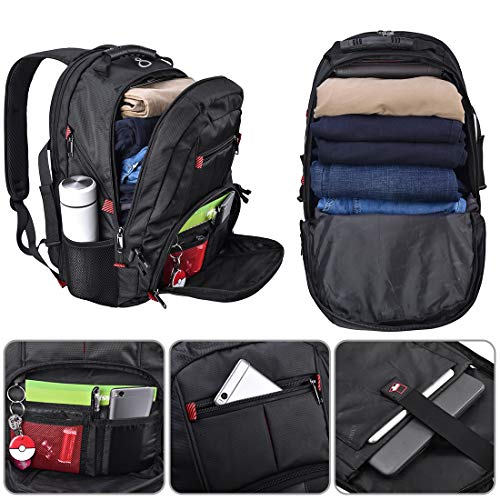 NUBILY Mochila para Portátil Hombre 17.3 Pulgadas Impermeable Mochilas Puerto USB 17 Pulgadas Trabajo Ordenador Viaje Negocio Multifuncional Mochila Daypacks Negro 45L