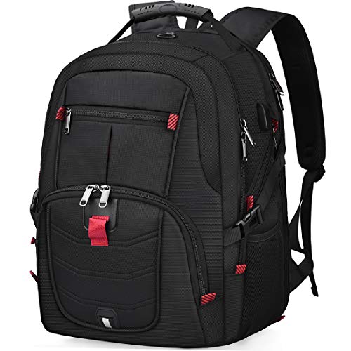 NUBILY Mochila para Portátil Hombre 17.3 Pulgadas Impermeable Mochilas Puerto USB 17 Pulgadas Trabajo Ordenador Viaje Negocio Multifuncional Mochila Daypacks Negro 45L