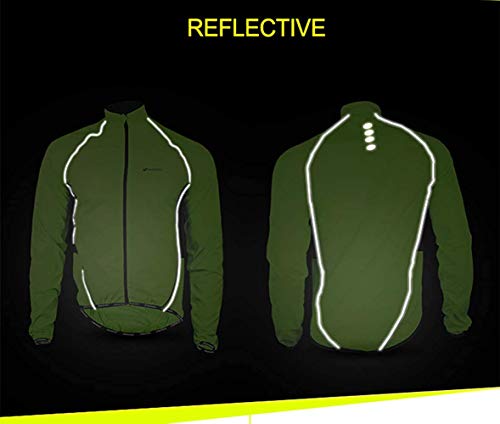 NUCKILY Chaqueta de Ciclismo de los Hombres Ligero Anti-UV Jersey a prueba de viento Resistente al Agua Abrigo Correr Cortavientos Impermeable al Aire Libre Ropa Depor, Hombre, MJ004 Negro, S