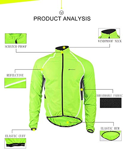 NUCKILY Chaqueta de Ciclismo de los Hombres Ligero Anti-UV Jersey a prueba de viento Resistente al Agua Abrigo Correr Cortavientos Impermeable al Aire Libre Ropa Depor, Hombre, MJ004 Negro, S