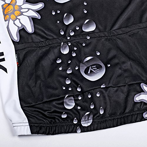 NUCKILY Ciclismo Jersey mujeres manga corta conjunto bicicleta camisa chaqueta superior acolchada pantalones cortos secado rápido Montaña montar ropa trajes, Negro, L (160/165 cm)