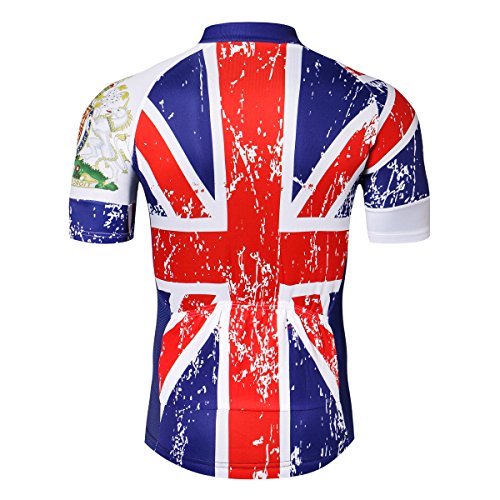 Nuevo Pro completo cremallera hombres ciclismo Jersey manga corta Riding camisa EE.UU, Caballo del Reino Unido., Small