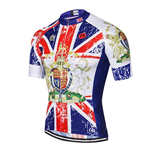 Nuevo Pro completo cremallera hombres ciclismo Jersey manga corta Riding camisa EE.UU, Caballo del Reino Unido., Small
