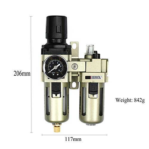 Nuevo separador de agua Reductor de presión Regulador de aire comprimido para compresor de aire comprimido, filtro de 1/4 pulg. Y neblina de aceite con tapa