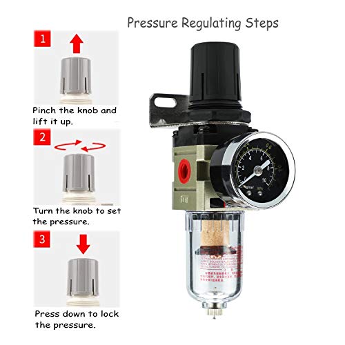 Nuevo Separador de agua Reductor de presión Regulador de aire comprimido para compresor de aire comprimido, filtro de 1/4 pulgada