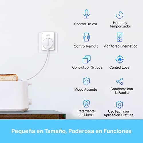 【Nuevo】 TP-Link Tapo P110 - Mini Enchufe Inteligente Wi-Fi (con Monitoreo Energético),Programar el Encendido/Apagado, Ahorro Energía, Compatible con Alexa y Google Home