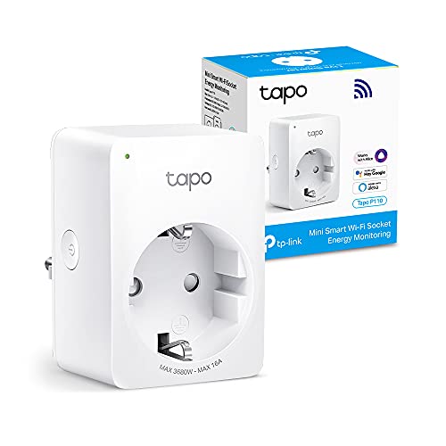 【Nuevo】 TP-Link Tapo P110 - Mini Enchufe Inteligente Wi-Fi (con Monitoreo Energético),Programar el Encendido/Apagado, Ahorro Energía, Compatible con Alexa y Google Home