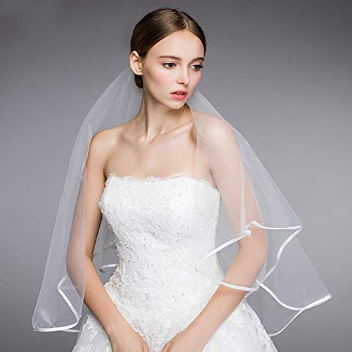 Nuluxi Velo de Ducha Nupcial Blanco Nupcial Velo de Novia con Peine Blanca Mantilla Tocado de Velo de Novia Blanco Utilizar para Novias Bodas Despedidas de Solteros Accesorios de Foto de la Boda Etc