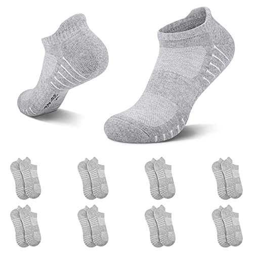 NUOZA Calcetines Hombre Mujer Algodon Deporte Cortos Tobilleros Pack De 8--Gris Claro,43-46