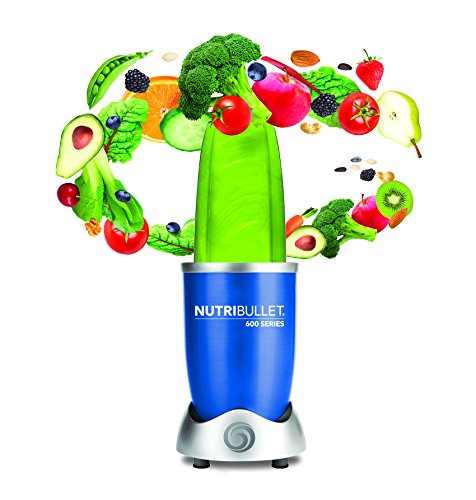 NutriBullet NBR-0928-B - Extractor de nutrientes original con recetario en Español, base motor de alta capacidad, 600 W, 20.000 rpm, incluye varios accesorios, color azul