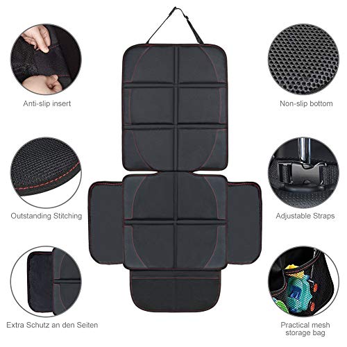 NWOUIIAY Protector de Asiento para Coche Impermeable Antideslizante con Organizador Bolsillos para los Asientos de Coche de Bebé Fácil de Limpiar y Arreglar Negro