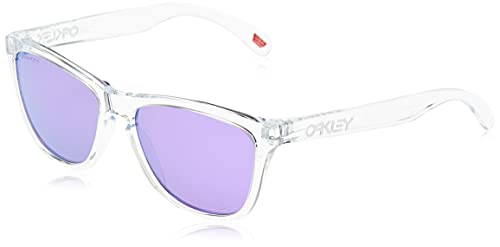 Oakley Frogskins Gafas de Sol, Pulido/Transparente/Púrpura Prizm, 55 MM para Hombre