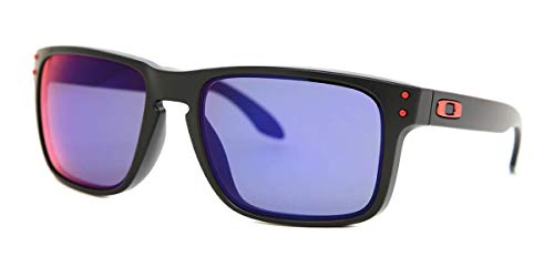 Oakley Gafas de sol Holbrook Ruby Irid Polar, unisex-adulto, Holbrook OO9102, Nero opaco, lenti + red iridium, 55 mm