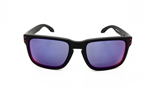 Oakley Gafas de sol Holbrook Ruby Irid Polar, unisex-adulto, Holbrook OO9102, Nero opaco, lenti + red iridium, 55 mm