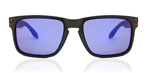 Oakley Gafas de sol Holbrook Ruby Irid Polar, unisex-adulto, Holbrook OO9102, Nero opaco, lenti + red iridium, 55 mm