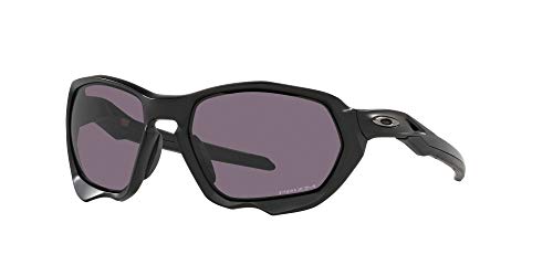 Oakley Men's OO9019A Plazma Asian Fit Rectangular Sunglasses, Matte Black/Prizm Grey, 59mm