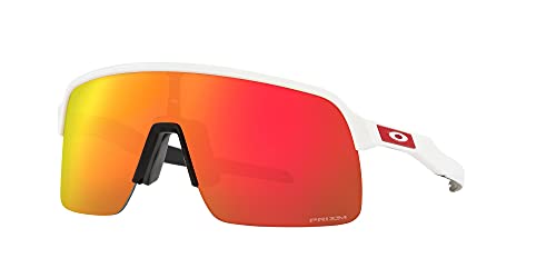 Oakley Men's OO9463 Sutro Lite Rectangular Sunglasses, Matte White/Prizm Ruby, 39mm