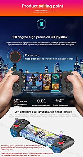 OBEST Controlador de Juegos Móvil Inalámbrico, Bluetooth Controller, Compatible con IOS y Android, Pc, Tv, Retráctil Mando Movil