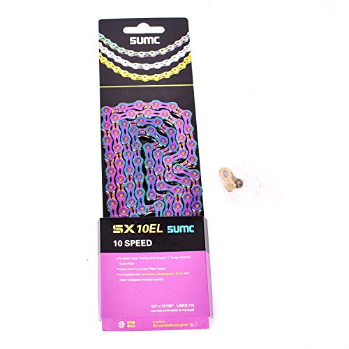 Ocamo Regalo de cumpleaños para hombre, cadena de cambio para bicicleta SUMC 9, 10, 11, 12 velocidades, cadena de bicicleta con velocidad variable MTB Mountain Road SX10EL multicolor