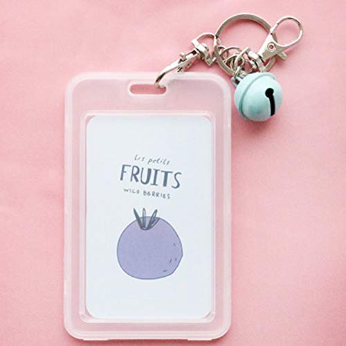 Ocasional Unisex fruta titular de la tarjeta de crédito lindo llavero manga cubierta de la tarjeta de bus caso de la bolsa con la pequeña campana llavero arándano