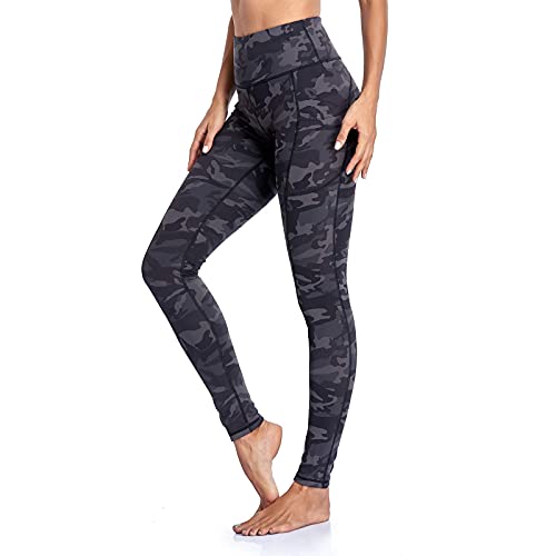 Occffy Leggings Mujer Fitness Cintura Alta Pantalones Deportivos Mallas para Running Training Estiramiento Yoga y Pilates P107(Gris Camuflaje S)