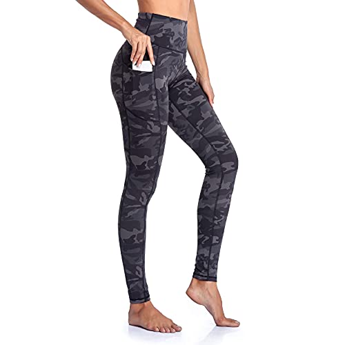 Occffy Leggings Mujer Fitness Cintura Alta Pantalones Deportivos Mallas para Running Training Estiramiento Yoga y Pilates P107(Gris Camuflaje S)